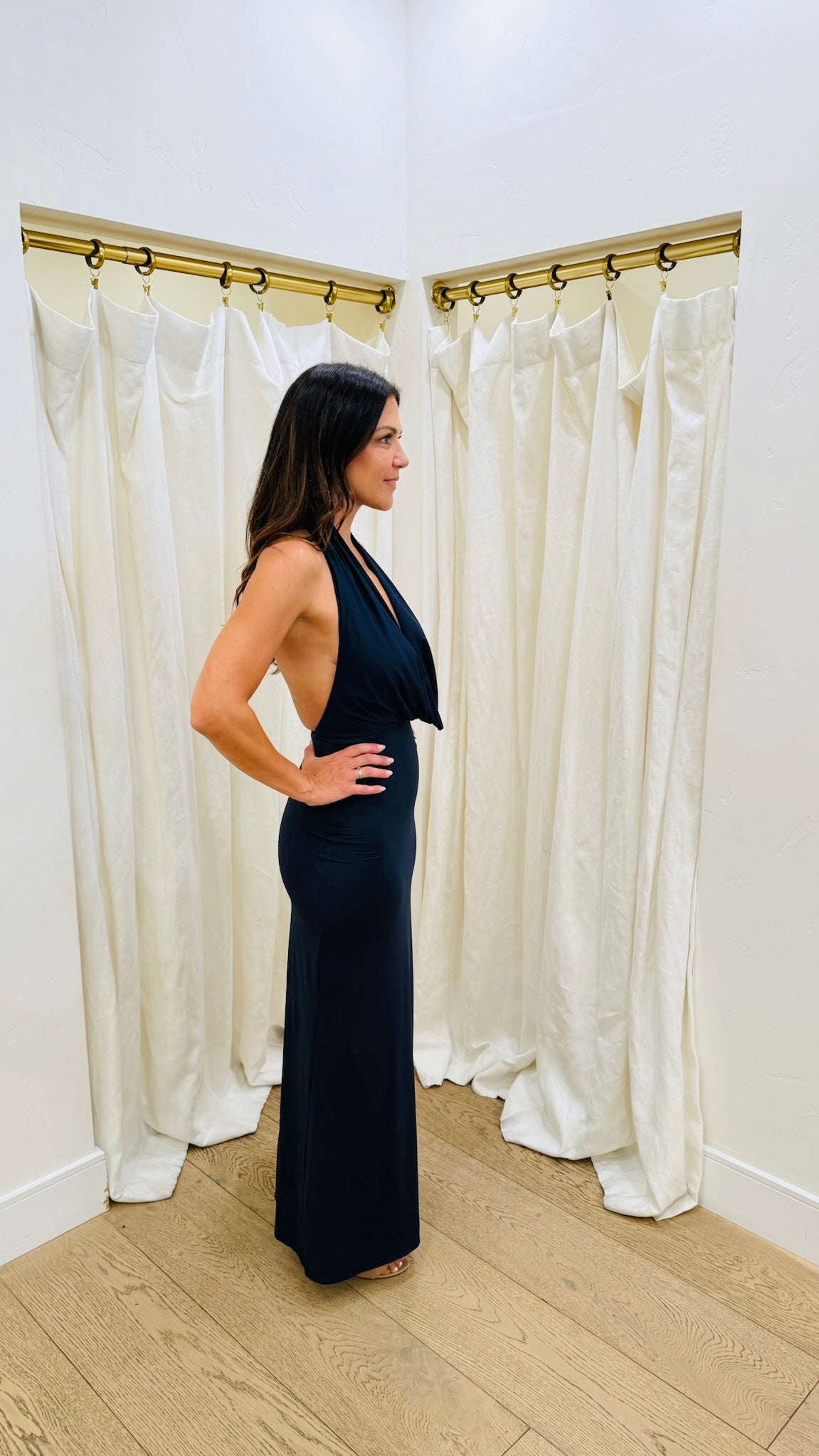 nessie halter dress Dress The Population Nessie Cotton Maxi Dress